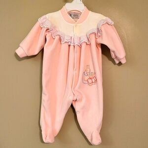 Beatrix Potter light pink velour footed sleeper/footie